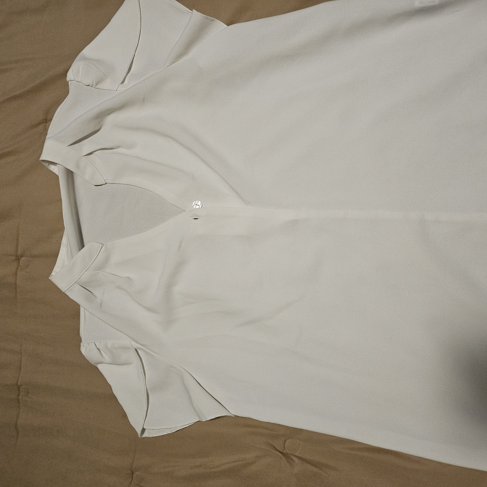 White Button Down Polo Collar Blouse